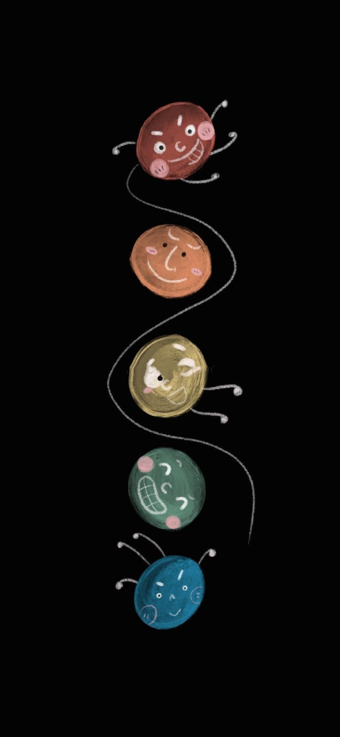 黑色的可爱画风微信聊天背景图