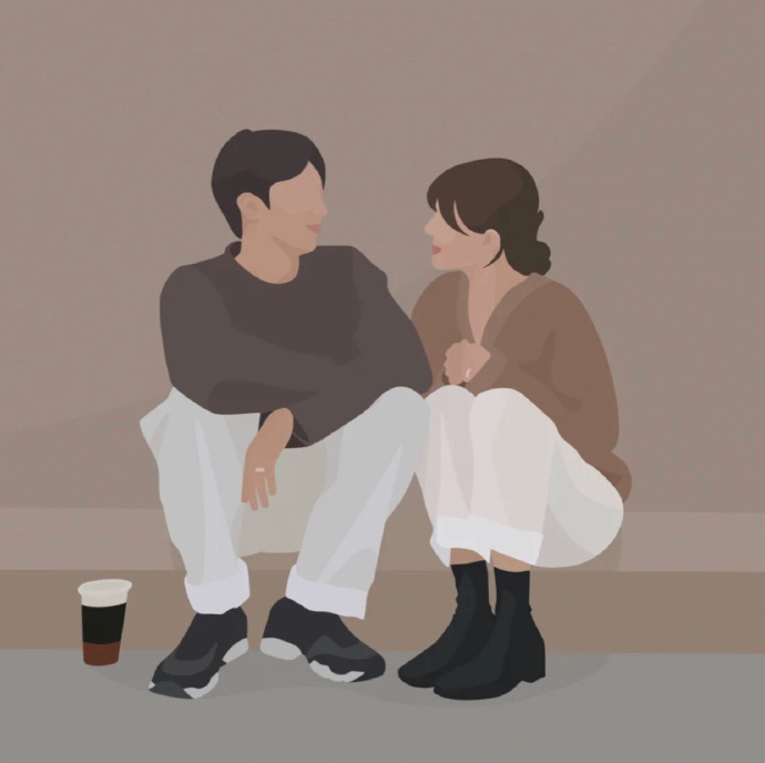 超美插画一对情侣微信头像