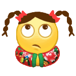 扎着小辫子穿着花棉袄的黄脸微信表情包