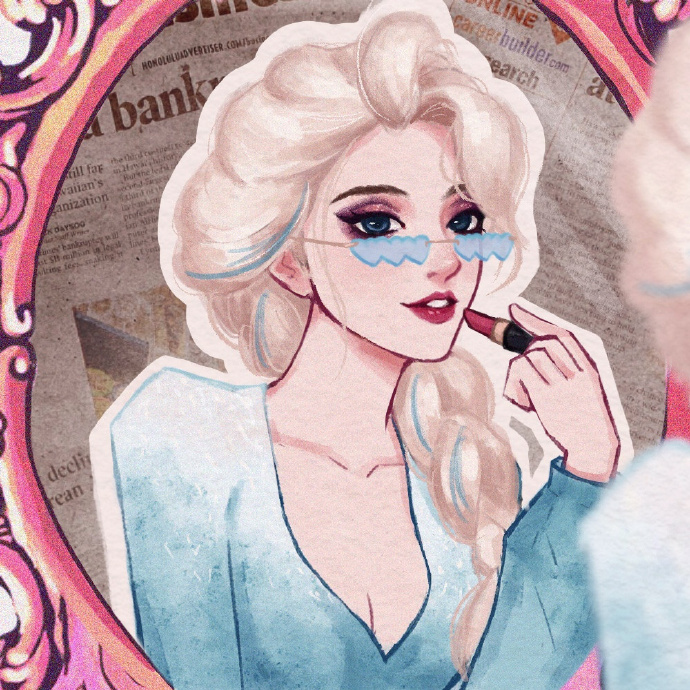 酷酷的迪士尼公主手绘微信头像