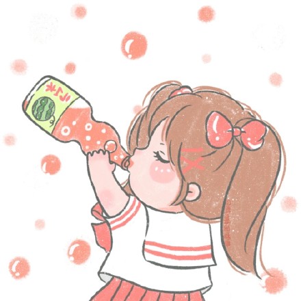 卡通爱喝汽水的小孩微信头像