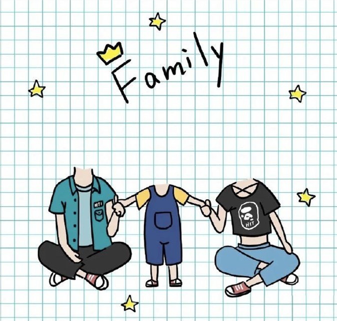 一家三口好玩的抠图微信素材图片