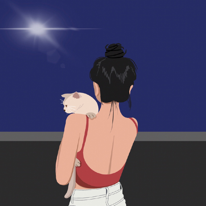 超美插画一对情侣微信头像