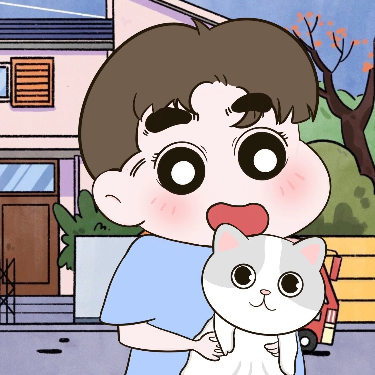 手绘蜡笔小新情侣微信头像