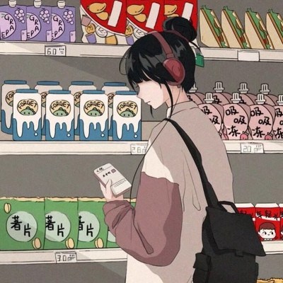 便利店动漫情侣微信头像