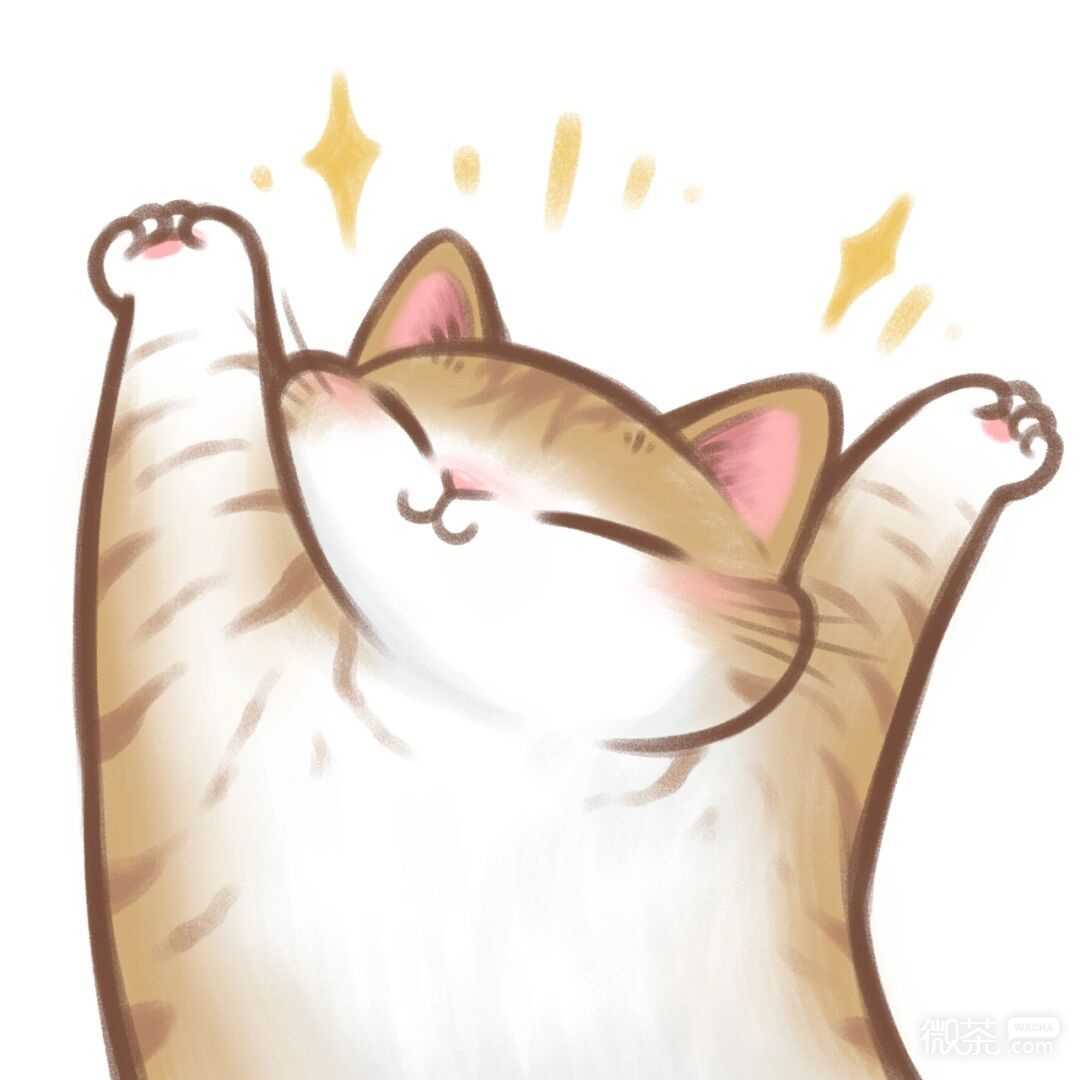 手绘卡通猫猫伸懒腰可爱微信头像